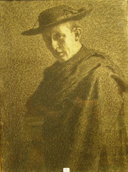 null French School XXth century

"Portrait of a Man in a Hat

Black stone and charcoal...