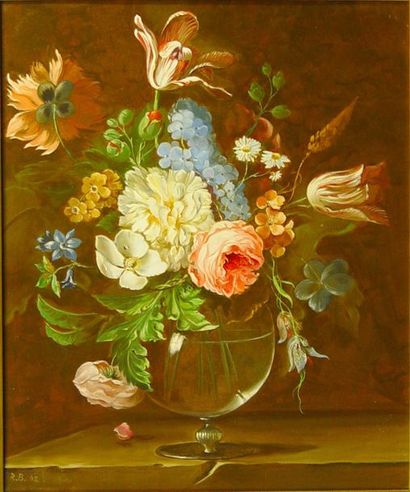 null 10- Ecole Française

''Vase de fleurs''

Huile sur toile monogrammée ''BG R.B''...