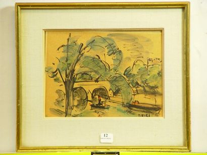 null 12- DRIES
''Les péniches à Paris'' Watercoloured
drawing signed lower right
16...