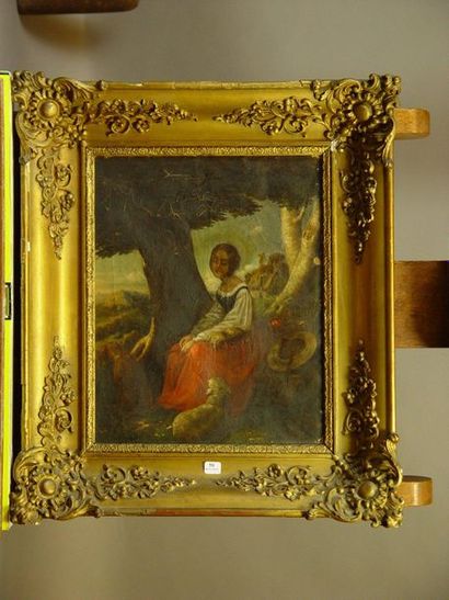 null 50- Italian School ''Bergere'' Oil on canvas (missing) 42 x 33 cm