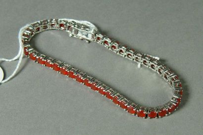 null 14- 925/1000 silver and carnelian stone bracelet