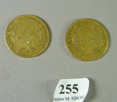 null 255- Deux pièces de 40 F en or