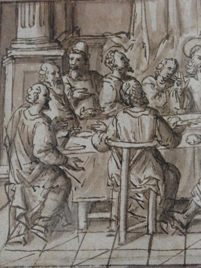null Dessin à la plume et lavis brun attribué à PIETER DE JODE le VIEUX, 1570-1634....