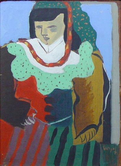 LURCAT Jean (1892-1966) "Femme orientale" Huile sur panneau de chêne signée en bas...