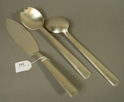null 314- CHRISTOFLE Silver plated metal salad servers and tart shovel Art Deco ...