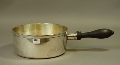 null 318- Large silver plated metal saucepan Blackened wooden handle 1920's Epoch...