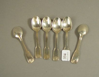 null 334- Six silver plated metal mocha spoons