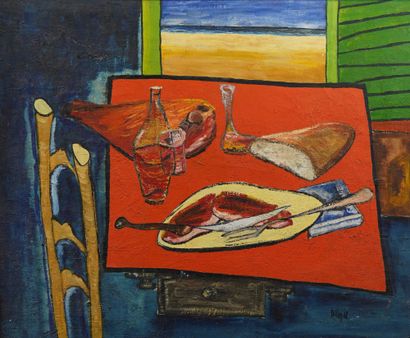 null 62- Ramon DILLY

''Repas du peintre à St Tropez''

Huile sur toile signée en...
