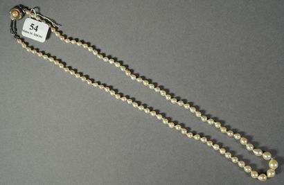 null 54- Collier de perles de culture en chute

Fermoir en argent orné d'une perle...