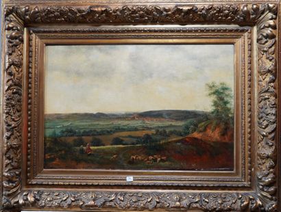 null 54- Gustave MOREAU (d'après)

''Bergers et bergère''

Huile sur toile

45 x...