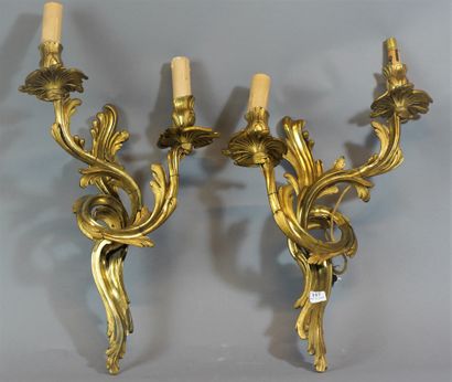 null 157- Paire d'appliques à deux lumières en bronze doré

H : 44 cm