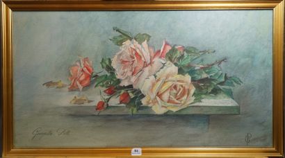 null 84- Georgette PILLE

''Bouquet de roses''

Aquarelle

29 x 56 cm