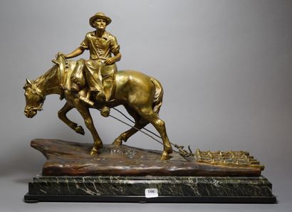 null 106- Edouard DROUOT

''Le laboureur''

Bronze patiné et doré

Socle en marbre

Signé...