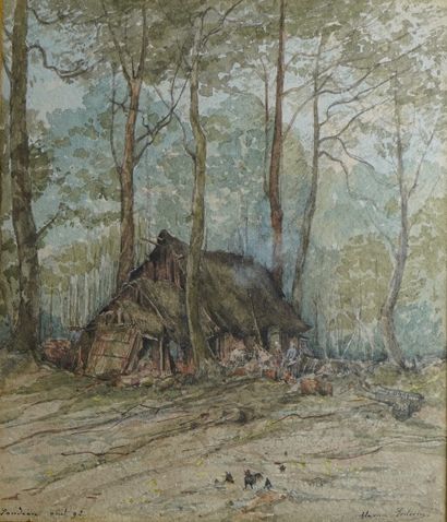 null 74- Flavien POITEVIN

''Landéau - Hutte de sabotier en forêt de Fougères, 1892''

Aquarelle...