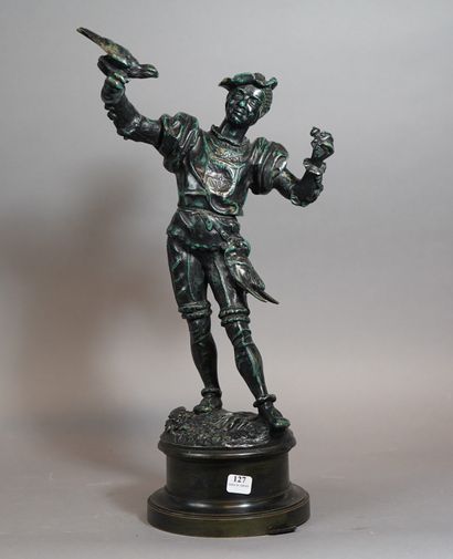 null 127- Antoine BARYE

''Dresseur de faucon''

Sculpture en bronze à patine verte

Signée...