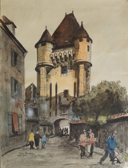 null 12- Charles FORGET

Bridge of Croux''.

Watercolour and Indian ink

Signed lower...