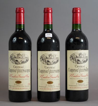 null 329- 3 bouteilles de Château Cardinal Villemaurine St Emilion Grand Cru 200...
