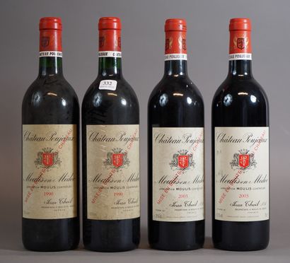 null 332- 4 bouteilles : 2 Château Poujeaux Moulis en Medoc et 2 Château Poujeaux...