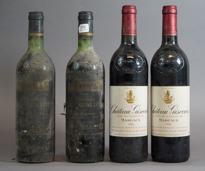 null 331- 4 bouteilles : 2 Château Castellot Bergerac 1975 et 2 Château Giscours...