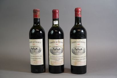 null 
345- 3 bouteilles de Château des Laurets St Emilion 1962                  ...