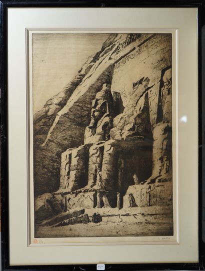 null 58- Charles HALLO ''Tombeaux égyptiens'' Deux gravures n° 8/60 (?) signées Cachet...