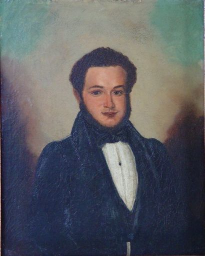 ECOLE FRANCAISE XIXe siècle Portrait de gentilhomme Huile sur toile Dim : 39 x 32...