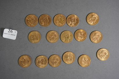 null 26- 16 pièces or de 20 F de 1909