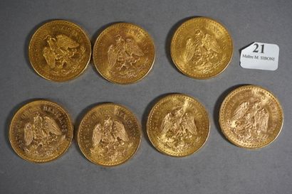 null 
21- 7 pièces or de 50 Pesos 

6 et 1 de 1821 - 1947 et 1 de 1821-1946
