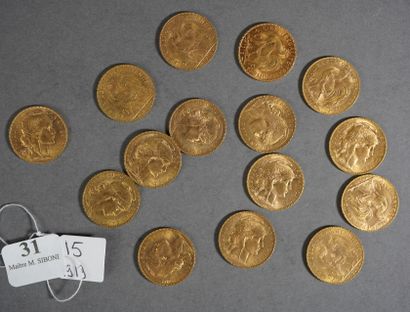 null 31- 15 pièces or de 20 F de 1913