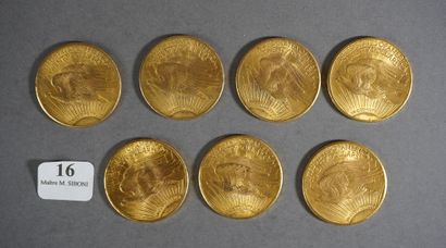 null 16- 7 pièces or de 20 $ de 1927