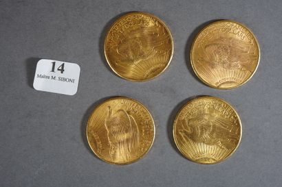 null 
14- 4 pièces or de 20 $

3 de 1925 et 1 de 1926
