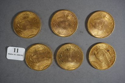 null 11- 6 pièces or de 20 $ de 1922