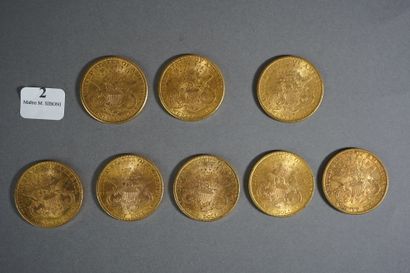 null 
2- 8 pièces or de 20 $ : 1 de 1889, 2 de 1888 et 5 de 1894
