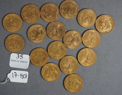 null 35- 17 pièces or de 20 F de 1907