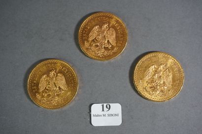null 
19- 3 pièces or de 50 Pesos : 

1 de 1821-1943 et 2 de 1821-1944
