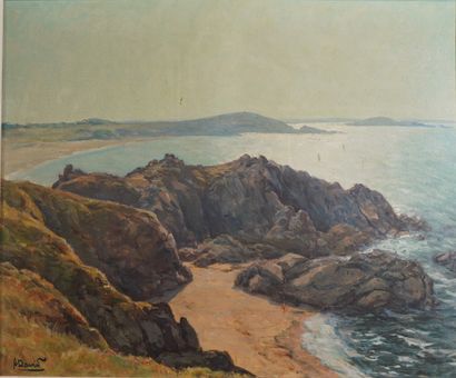 null 54- André DAVID ''La côte rocheuse'' Huile sur toile signée en bas à gauche...