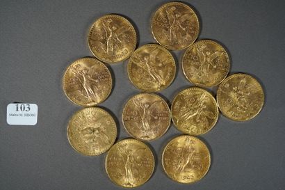 null 103- 11 pièces de 50 Pesos : 1 de 1821-1923, 1 de 1821-1924, 2 de 1821-1943,...