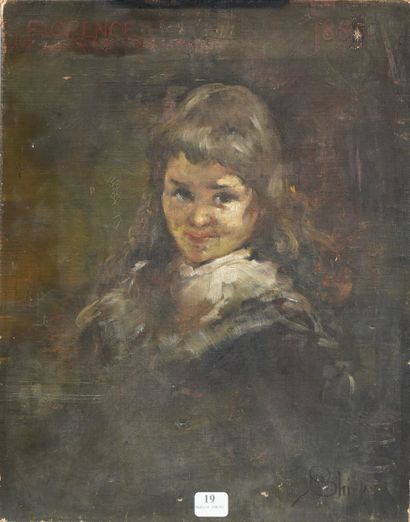 null 19- Walter SHI REAW (?) ''Portrait d'enfant'' Huile sur toile signée en bas...