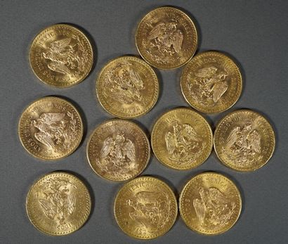 null 103- 11 pièces de 50 Pesos : 1 de 1821-1923, 1 de 1821-1924, 2 de 1821-1943,...