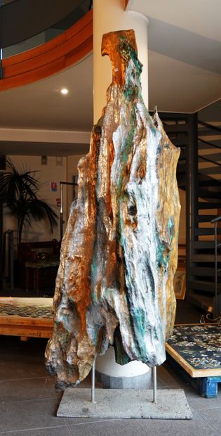 436- HEL'R Elena ''Totem'' Sculpture en bois...