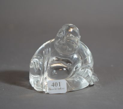 null 401- Bouddha en cristal de roche H : 8 cm