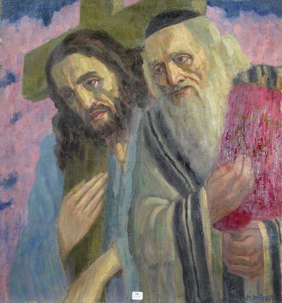 null 
36- M. PORTNOFF ''Le Christ et le Rabbin'' Huile sur toile signée en bas à...