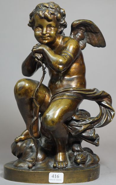 416- ''Cupidon'' Sculpture en bronze H :...