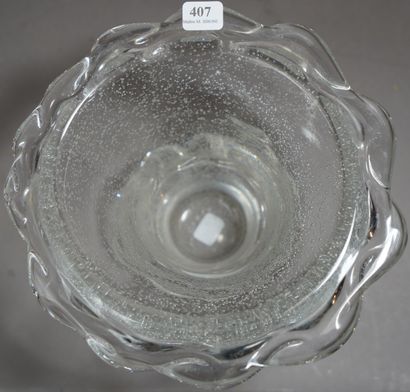 null 407- DAUM Nancy Vase en verre bullé D : 20 cm