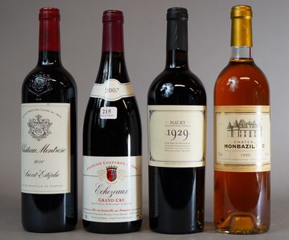 null 
215- Lot de 6 bouteilles de vin : 1 bouteille Grand Cru Domaine François Confuron-Gindre...
