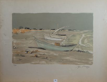  18- Yves BRAYER ''Les barques'' Lithographie...