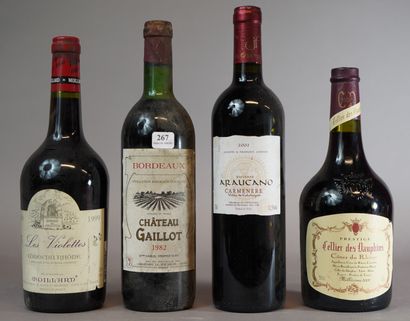 null 267- 12 bouteilles de vins divers : Haut-Médoc, Julienas, Saint-Emilion, Bo...