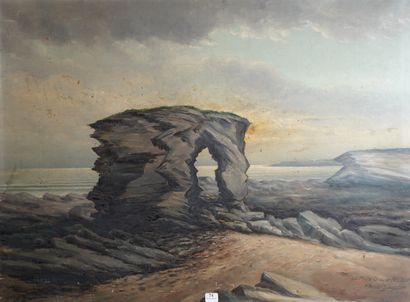 null 74- AR MUSSLER BOISGONTIER ''La roche creuse'' Huile sur toile signée et titrée...