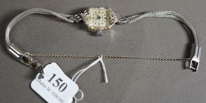 null 150- BENRUS Montre bracelet de dame en or gris 14K Pds : 10,40 g