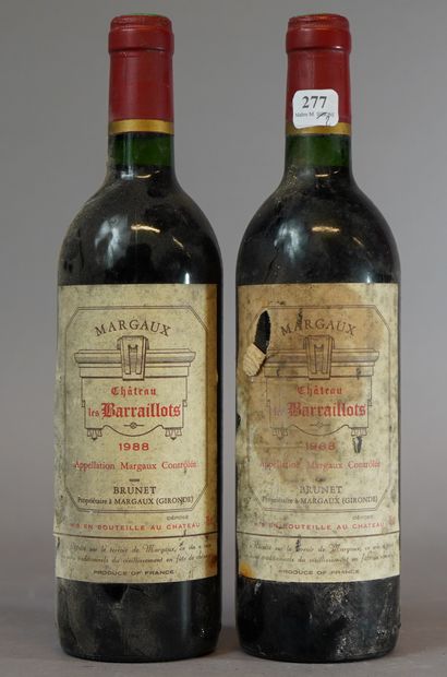 null 277- 2 bouteilles de Château Les Barroillots Margaux 1988